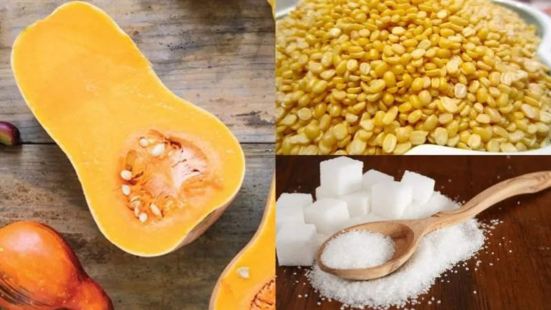 Nguyên liệu chè bí đỏ đậu xanh