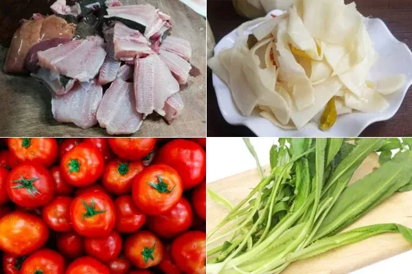 Nguyên liệu cần thiết cho món lẩu cá đuối măng chua