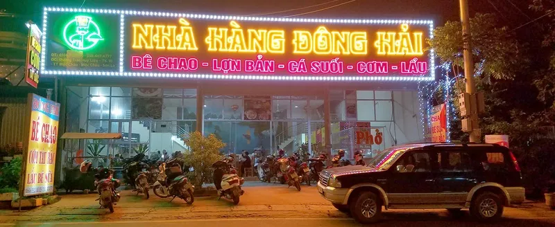 Nhà hàng Đông Hải Mộc Châu với không gian rộng rãi và món bê chao đặc sản