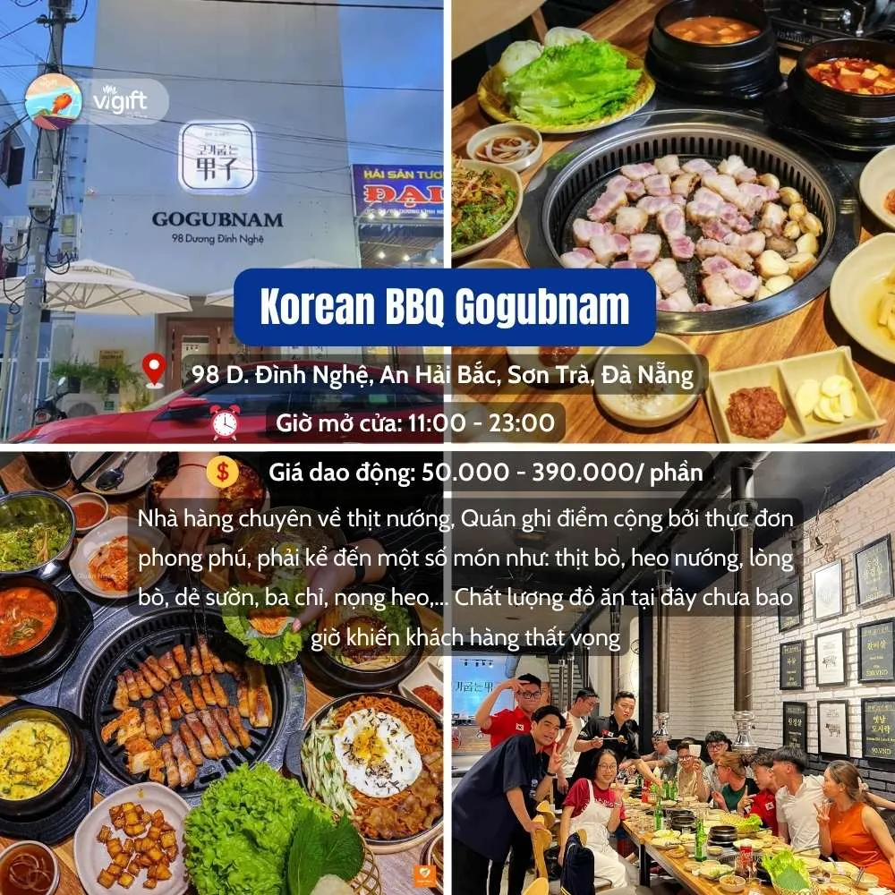 Nhà hàng Hàn Quốc ở Đà Nẵng - Korean BBQ Gogubnam chuyên thịt nướng