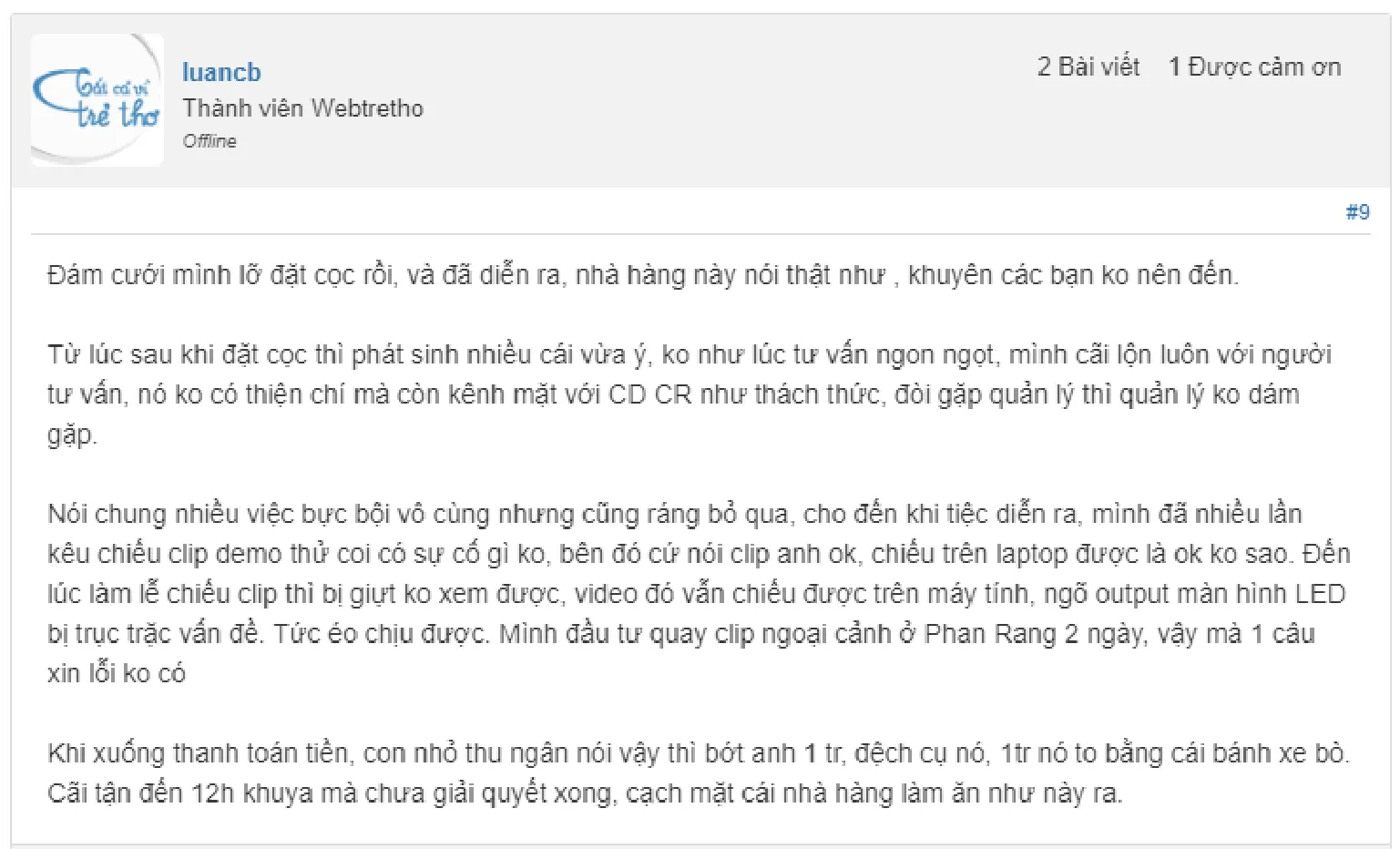 Trải nghiệm thực tế từ khách