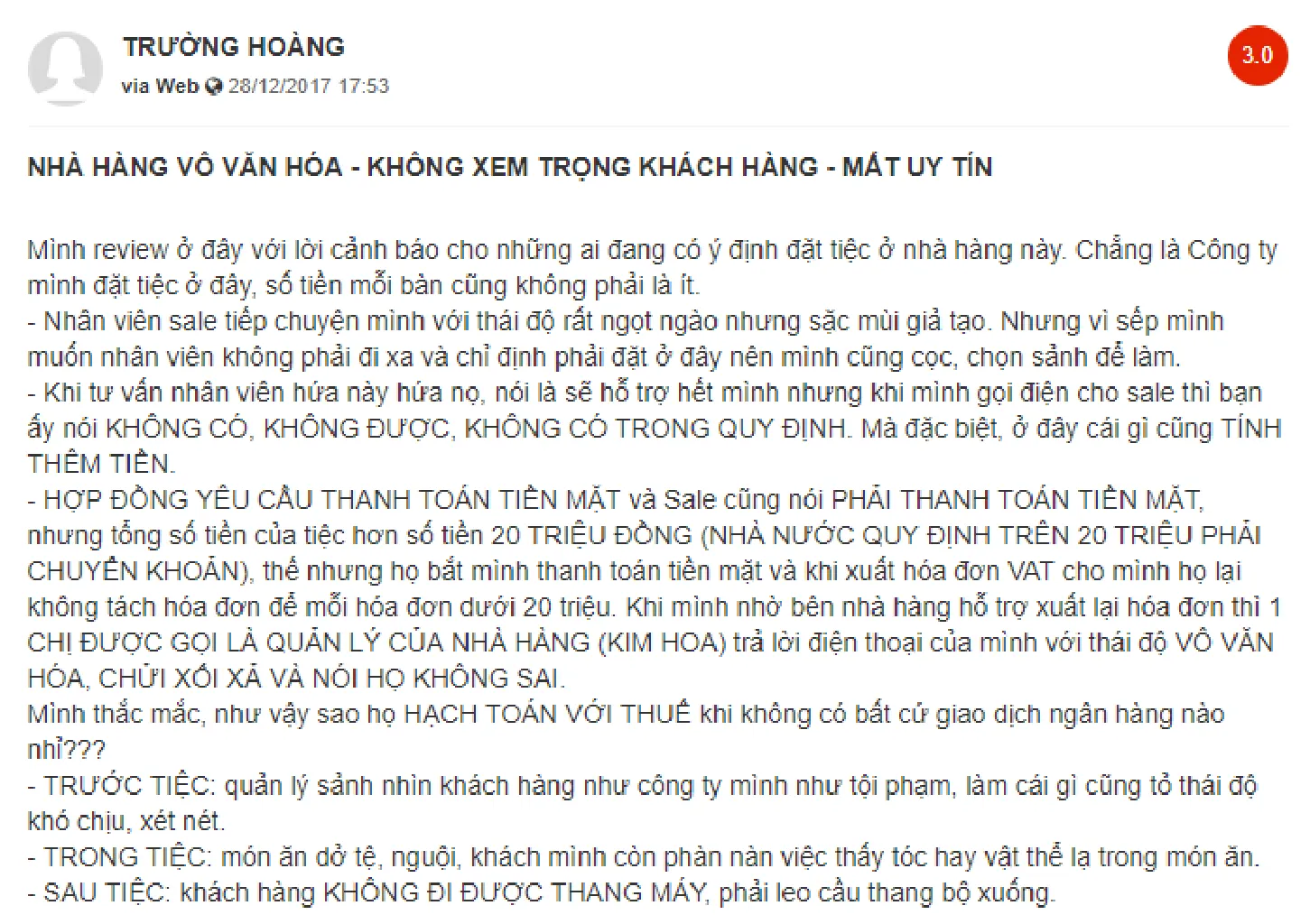 Đánh giá từ khách hàng về nhà hàng