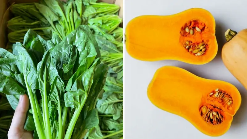 Không nên kết hợp bí đỏ với cải bó xôi khi nấu nước dùng cho bé