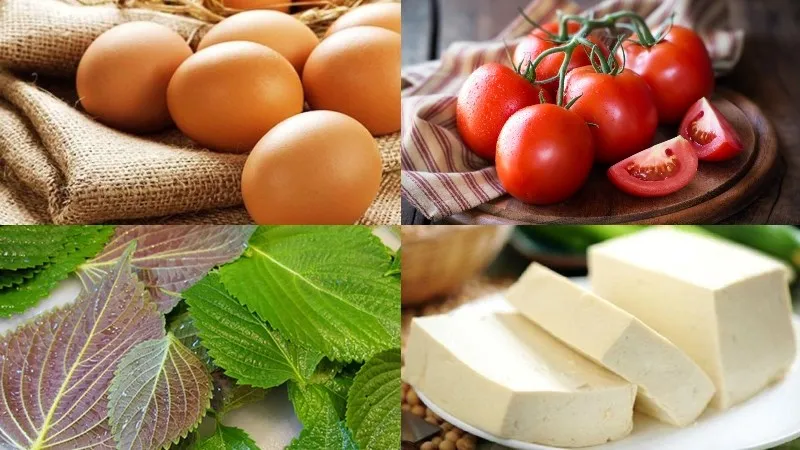 Nguyên liệu chính cho món canh trứng lá tía tô tươi ngon