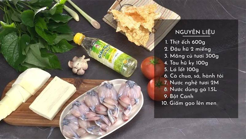 Nguyên liệu chính cho món lẩu ếch măng cay