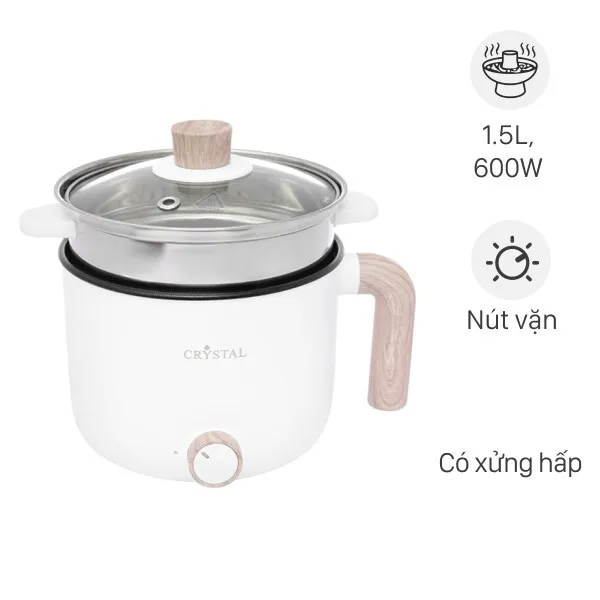 Nồi lẩu điện Crystal AJL-1503 với lớp phủ Teflon chống dính và tính năng tự ngắt khi quá nhiệt