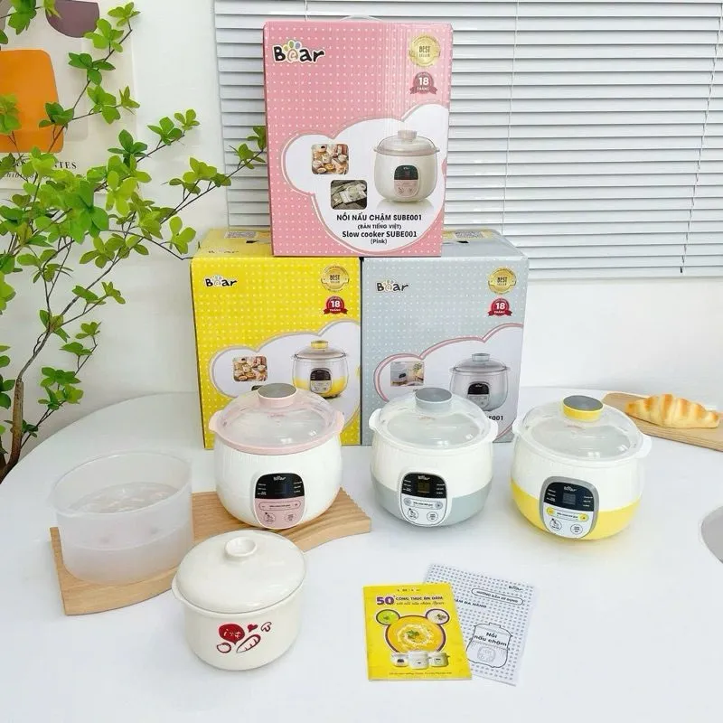 Các phiên bản màu sắc của nồi nấu cháo cách thuỷ bear 0.8L cho bé ăn dặm