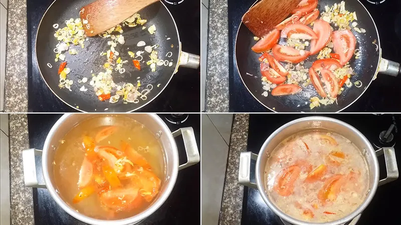 Nồi nước lẩu mẻ thơm lừng đang sôi sục, sẵn sàng để nhúng thịt