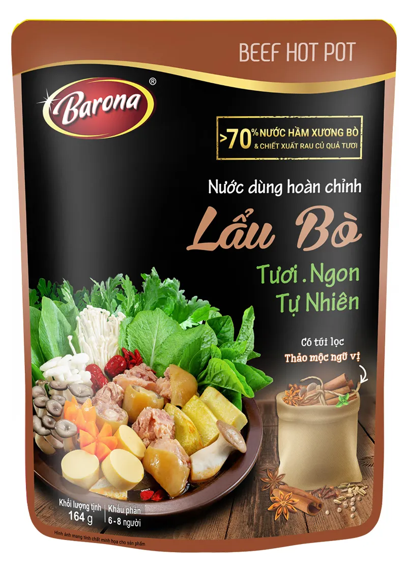Nước dùng hoàn chỉnh Barona cho món lẩu bò nguyên bản