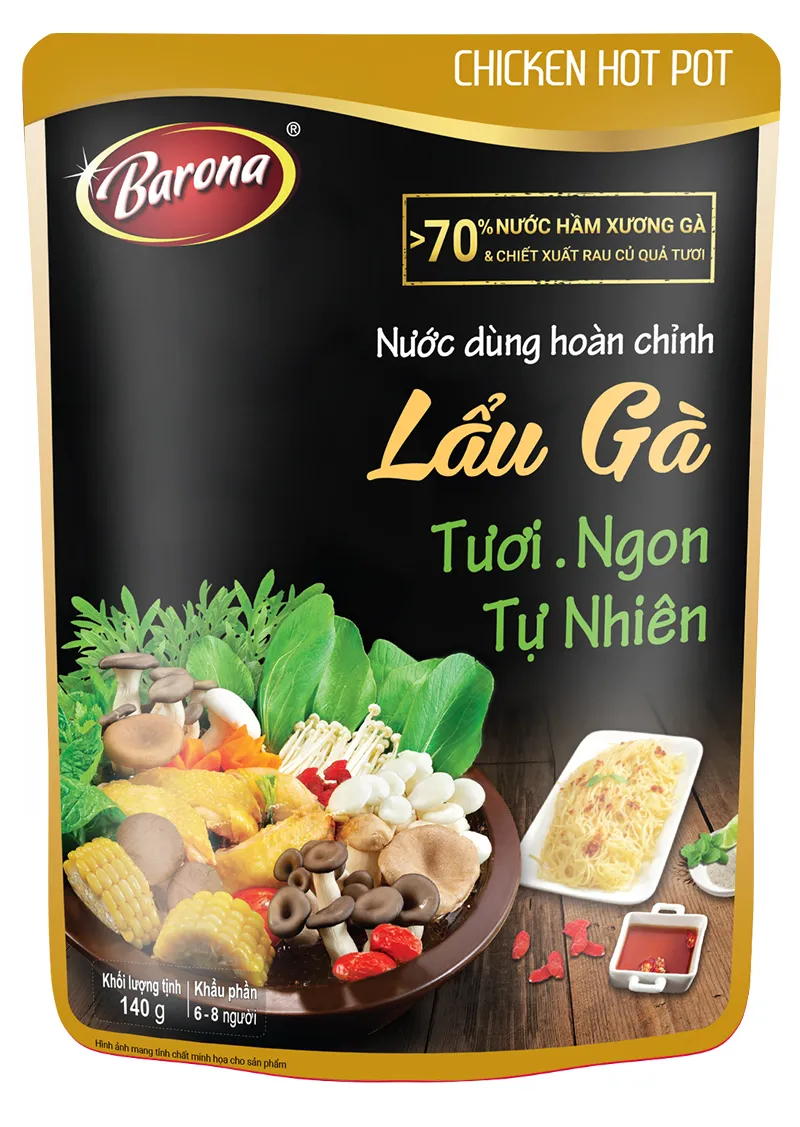 Nước dùng hoàn chỉnh Barona cho món lẩu gà chuẩn vị