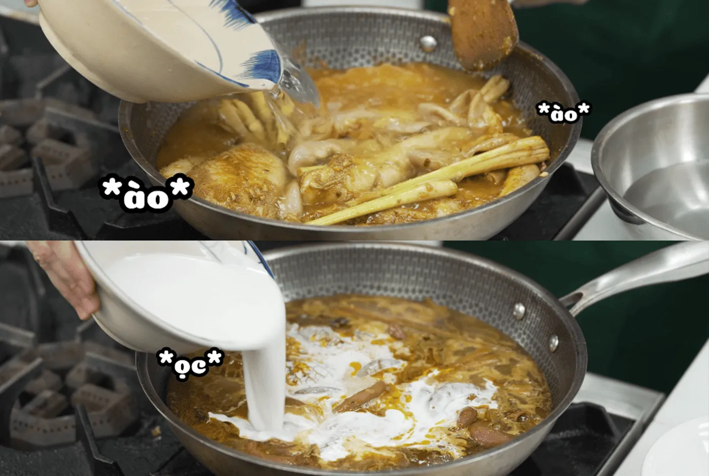 Hầm lòng bò trong nước dừa tươi để tạo vị ngọt thanh