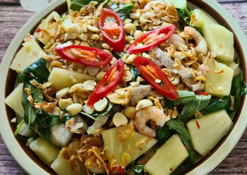 Gỏi sake tôm thịt heo luộc