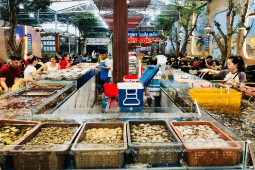 Các bể hải sản tươi sống tại nhà hàng Biển Đông đảm bảo chất lượng nguyên liệu cao nhất