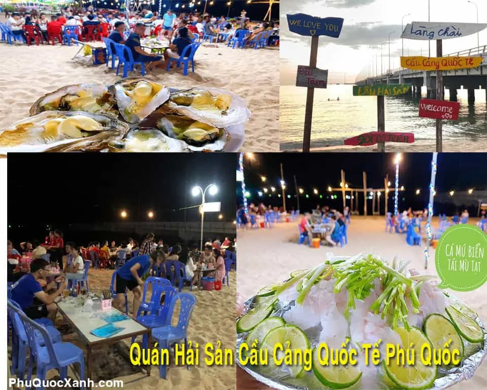 Quán hải sản ven biển khu vực cầu cảng