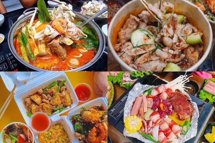 Mâm đồ ăn vặt đa dạng sắc màu tại tiệm ăn 1999