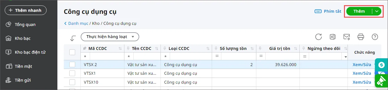 Nút thêm mới công cụ dụng cụ