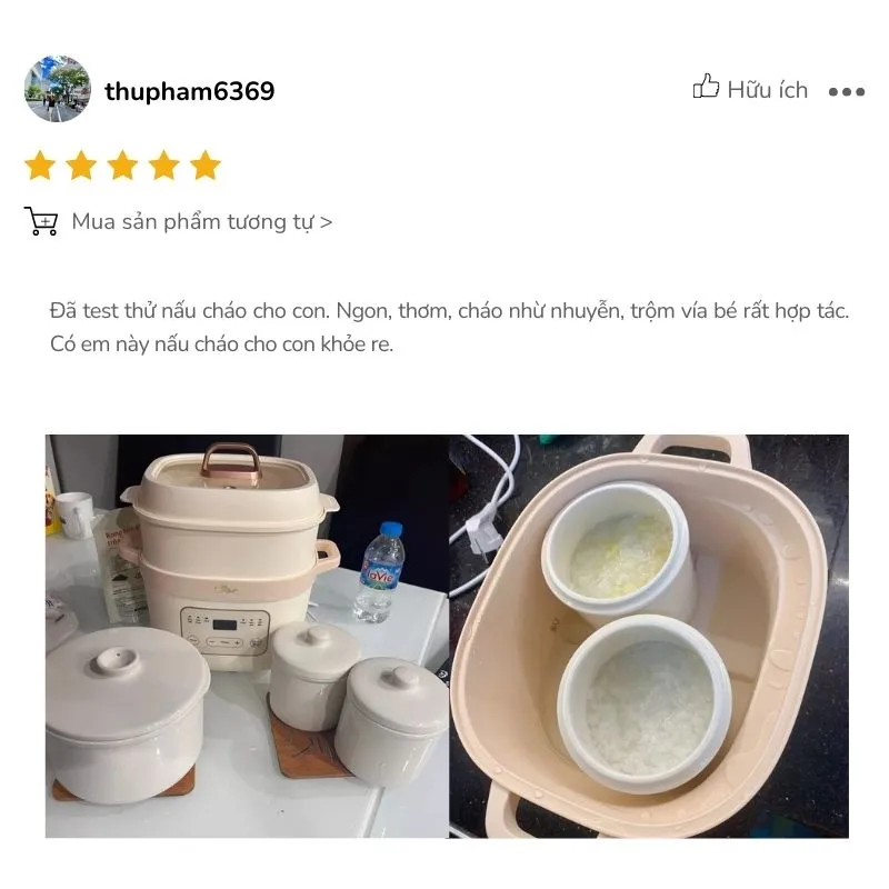 Cháo nấu từ nồi Bear có độ mịn đều, gạo nở tơi, không vón cục