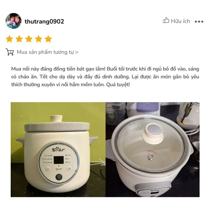 Nồi nhiệt hầm 1.5L được đánh giá cao về chất lượng món hầm