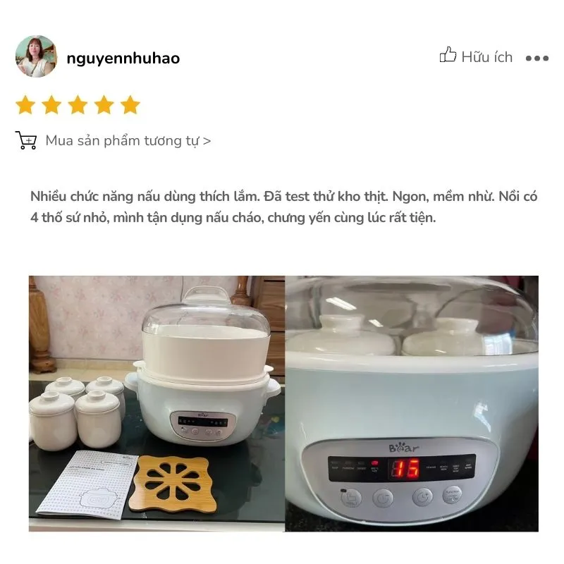 Nồi Bear có nhiều chế độ nấu đa dạng món ăn