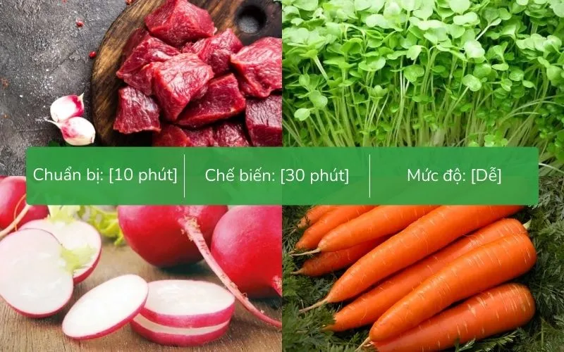 Nguyên liệu salad rau mầm thịt bò đầy đủ, tươi ngon