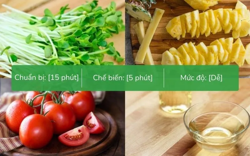 Nguyên liệu salad rau mầm trộn dầu giấm đầy đủ, tươi ngon