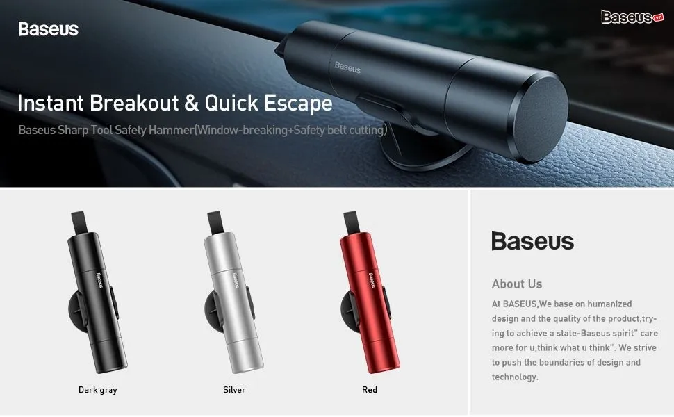Dụng cụ thoát hiểm ô tô Baseus Sharp Tool với thiết kế 2 trong 1