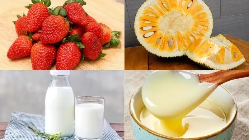 Nguyên liệu sinh tố dâu tây mít