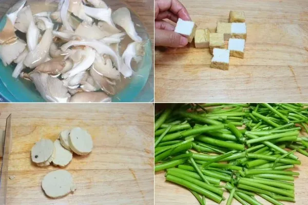 Sơ chế các loại rau củ và nấm cho món lẩu