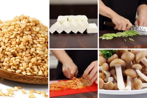 Sơ chế nguyên liệu cho món canh kim chi đậu hũ