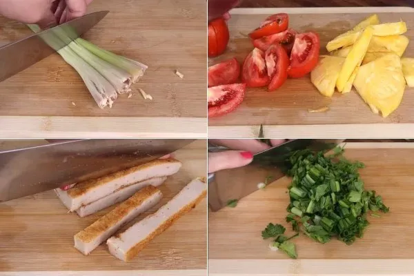 Sơ chế các nguyên liệu nấu bún cá ngừ