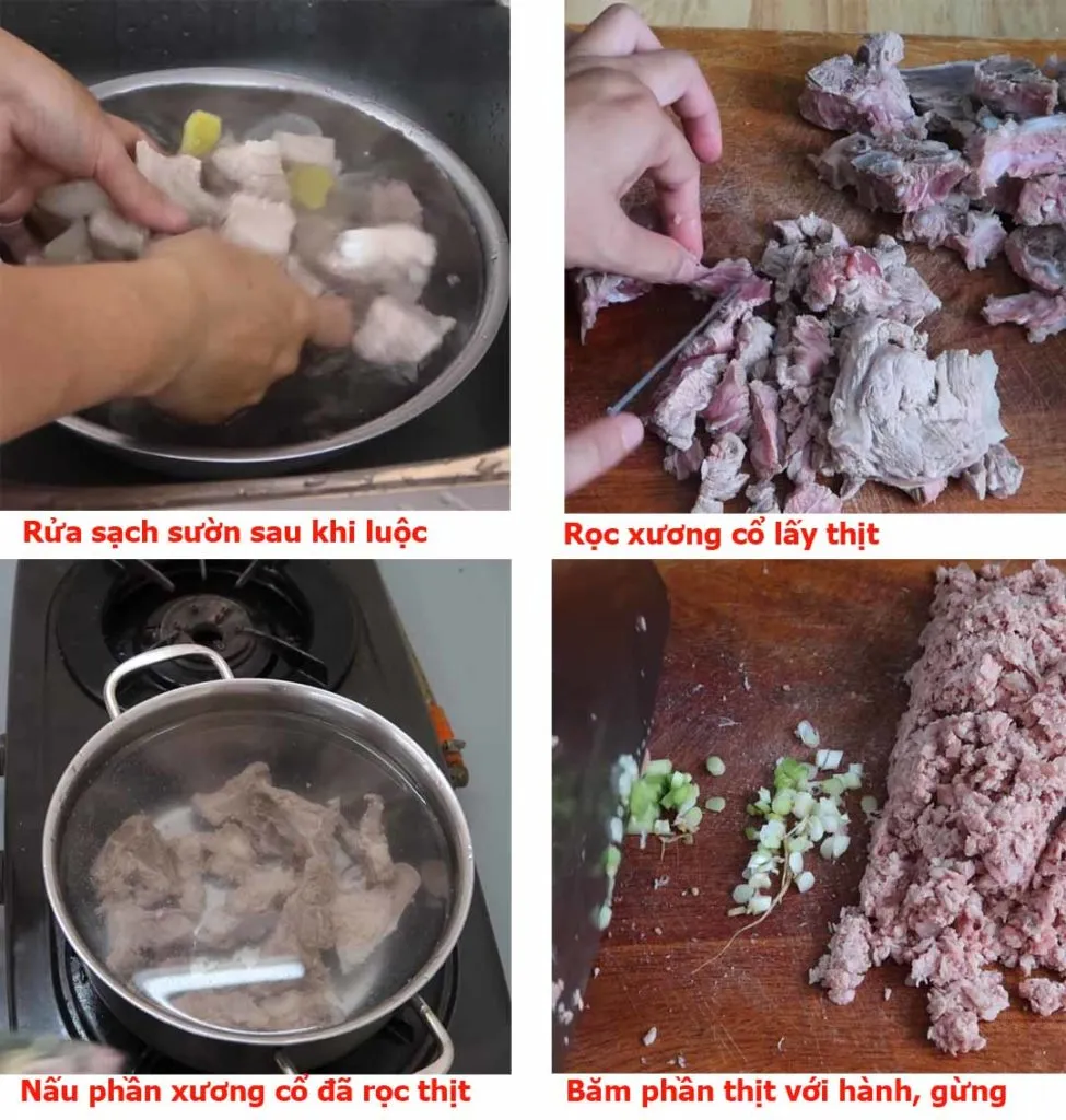 Làm thịt băm ăn cháo sườn