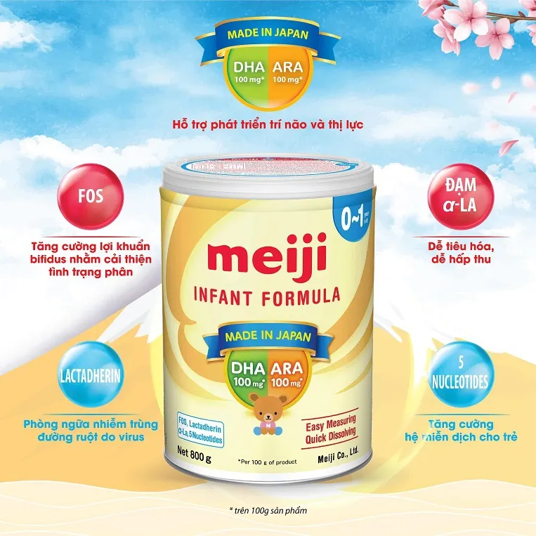 Meiji Infant Formula với hương vị thanh nhạt dễ uống