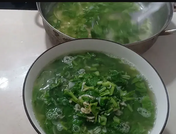 canh rau cải tép khô