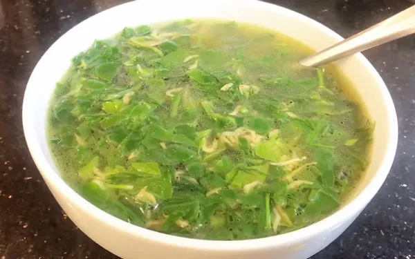 canh rau mồng tơi tép khô