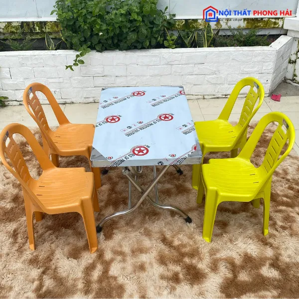 Bộ bàn ghế nhựa inox thanh lý