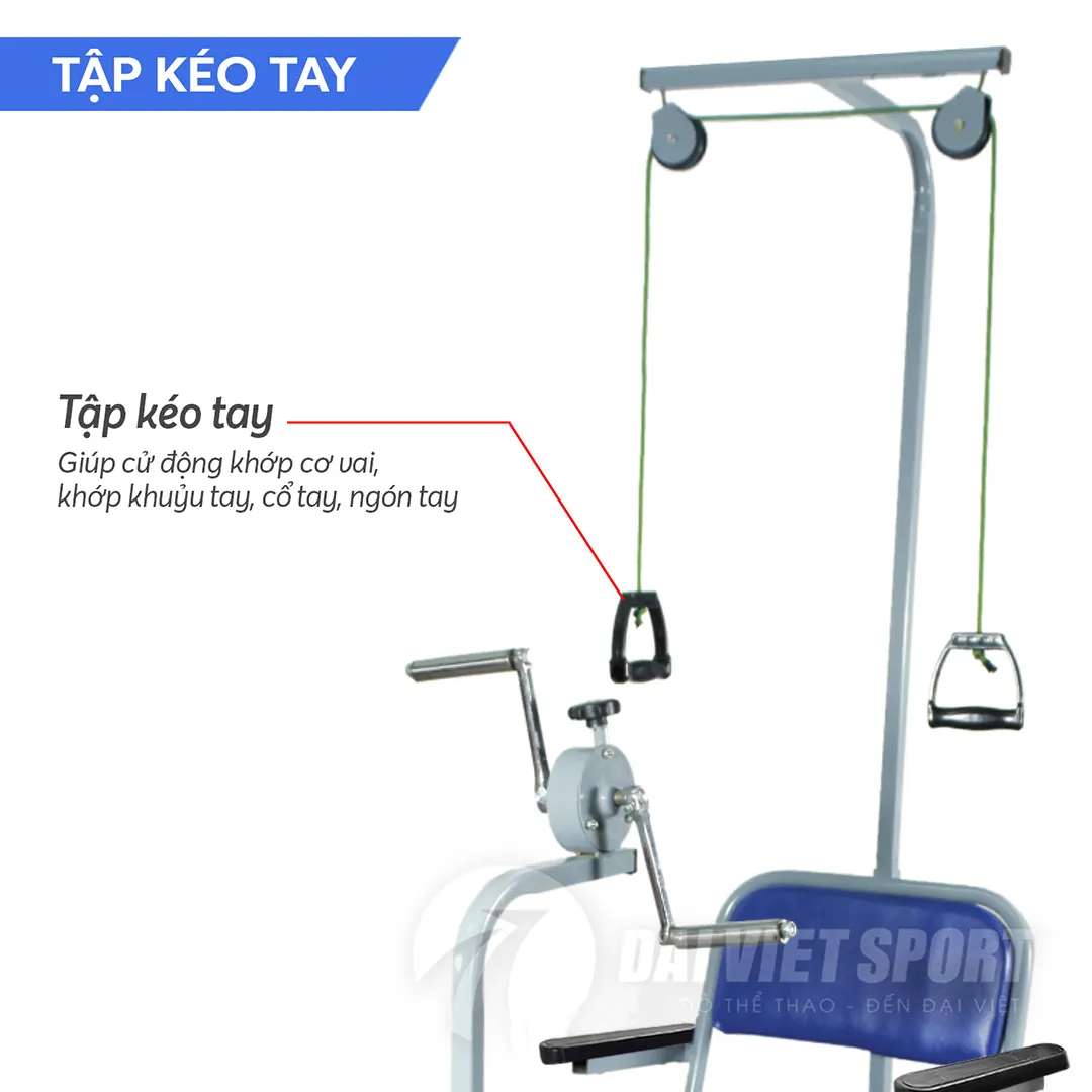 Hệ thống ròng rọc kéo tay giúp tận dụng lực bên tay khỏe hỗ trợ tay yếu