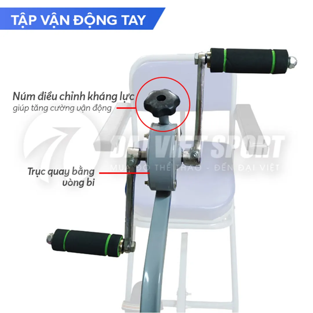 Cơ chế quay tay có núm điều chỉnh kháng lực giúp phục hồi khớp vai