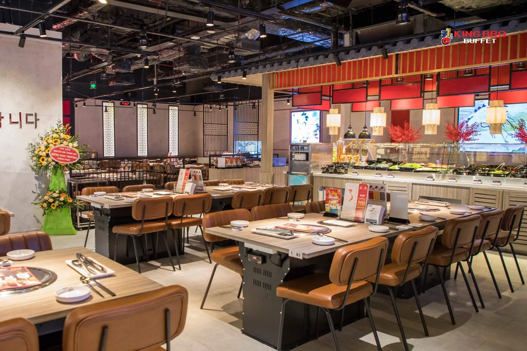 Mặt bằng buffet quầy chữ U tại nhà hàng Hàn Quốc