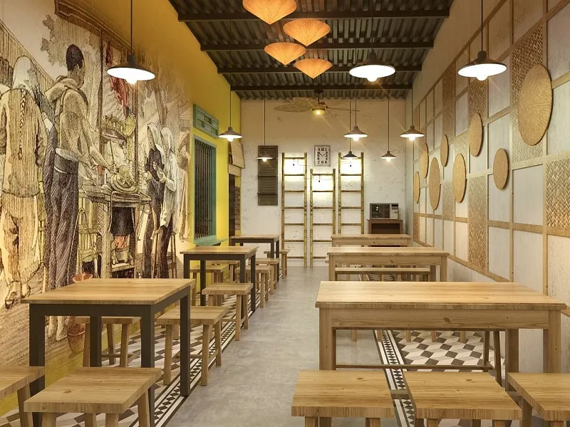 Mẫu thiết kế quán ăn bình dân phong cách công nghiệp