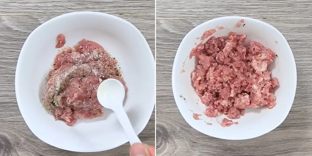 Ướp thịt băm rang cháy cạnh