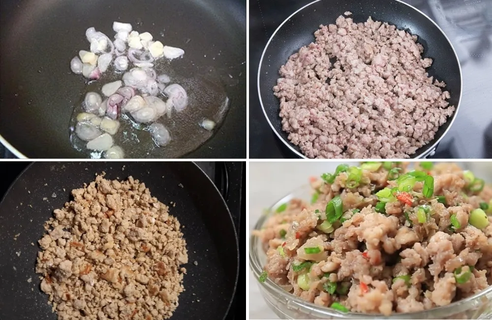 Các bước làm thịt băm rang cháy cạnh