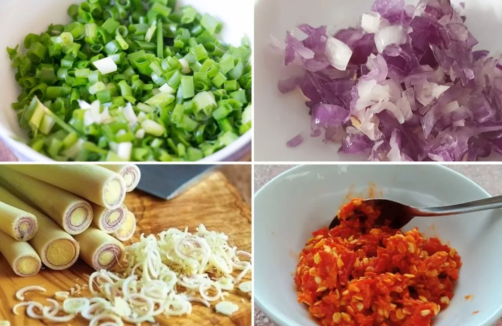 Nguyên liệu làm thịt băm rang sả ớt