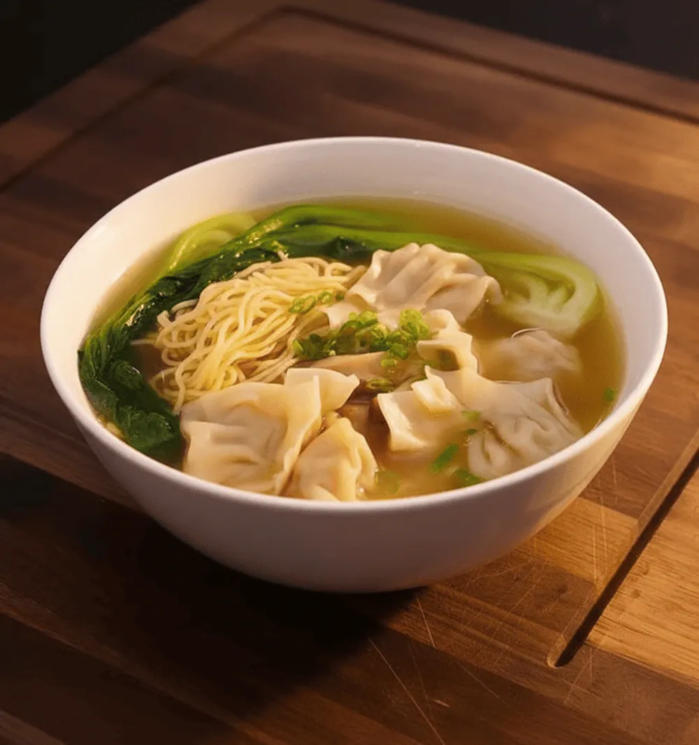 Thưởng thức một bát mì hoành thánh nóng hổi vào buổi sáng giúp làm ấm cơ thể