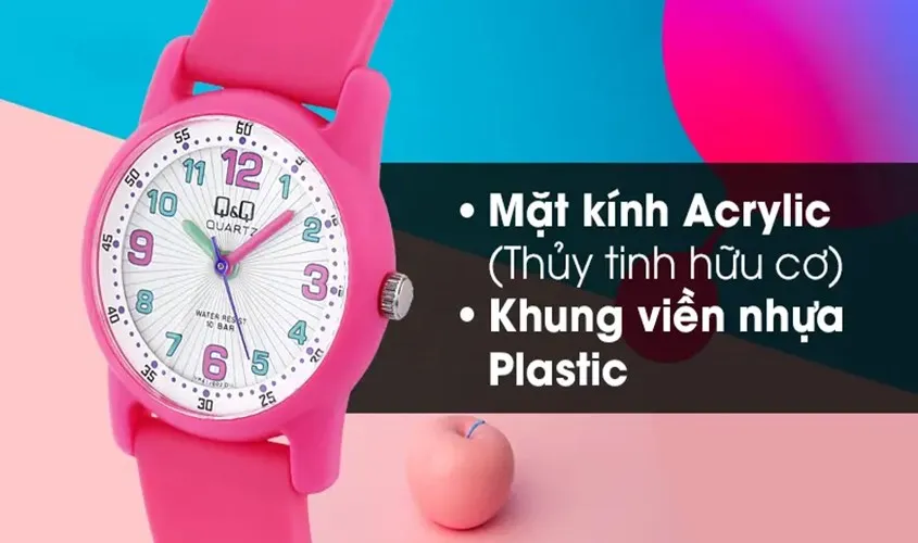 Đồng hồ trẻ em Q&Q với mặt kính thủy tinh hữu cơ bền bỉ