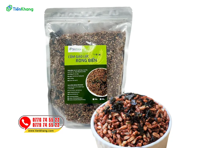 Cốm gạo lứt sấy rong biển là món ăn vặt an toàn