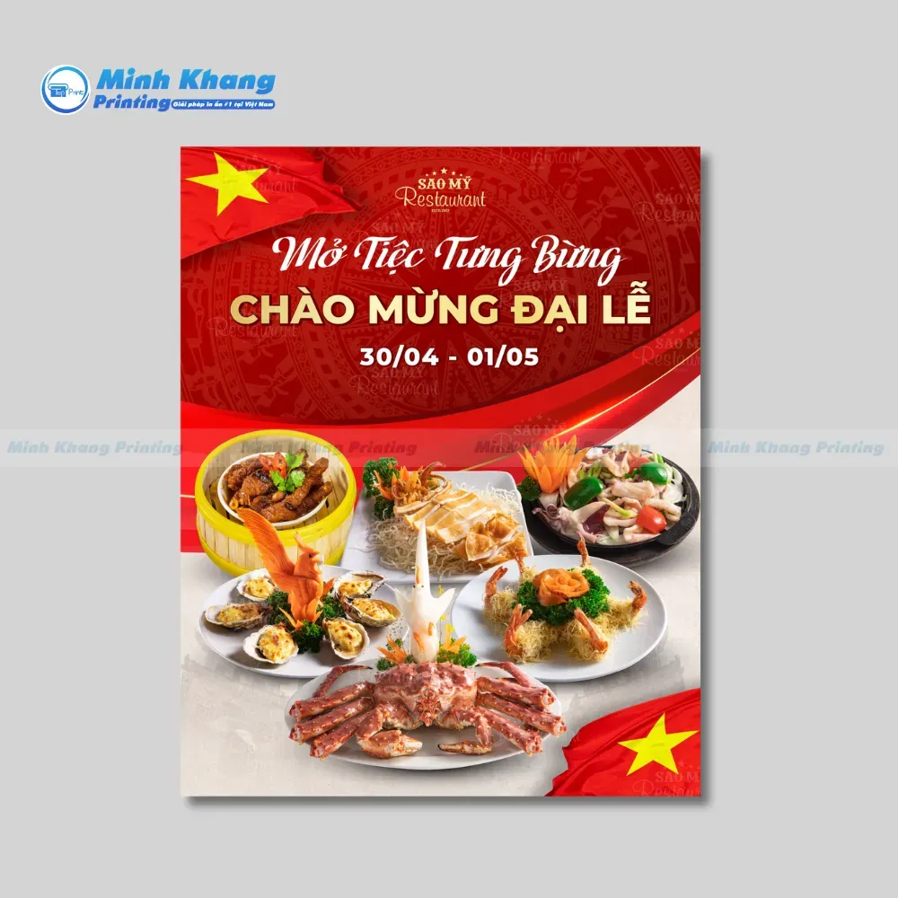 Mẫu tờ rơi quảng cáo đồ ăn dịp lễ 30/4 và 1/5 với các gói ưu đãi gia đình