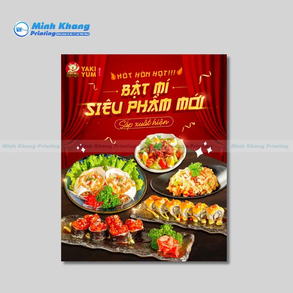Mẫu tờ rơi quảng cáo đồ ăn Yaki Yum với phong cách Nhật Bản tinh tế