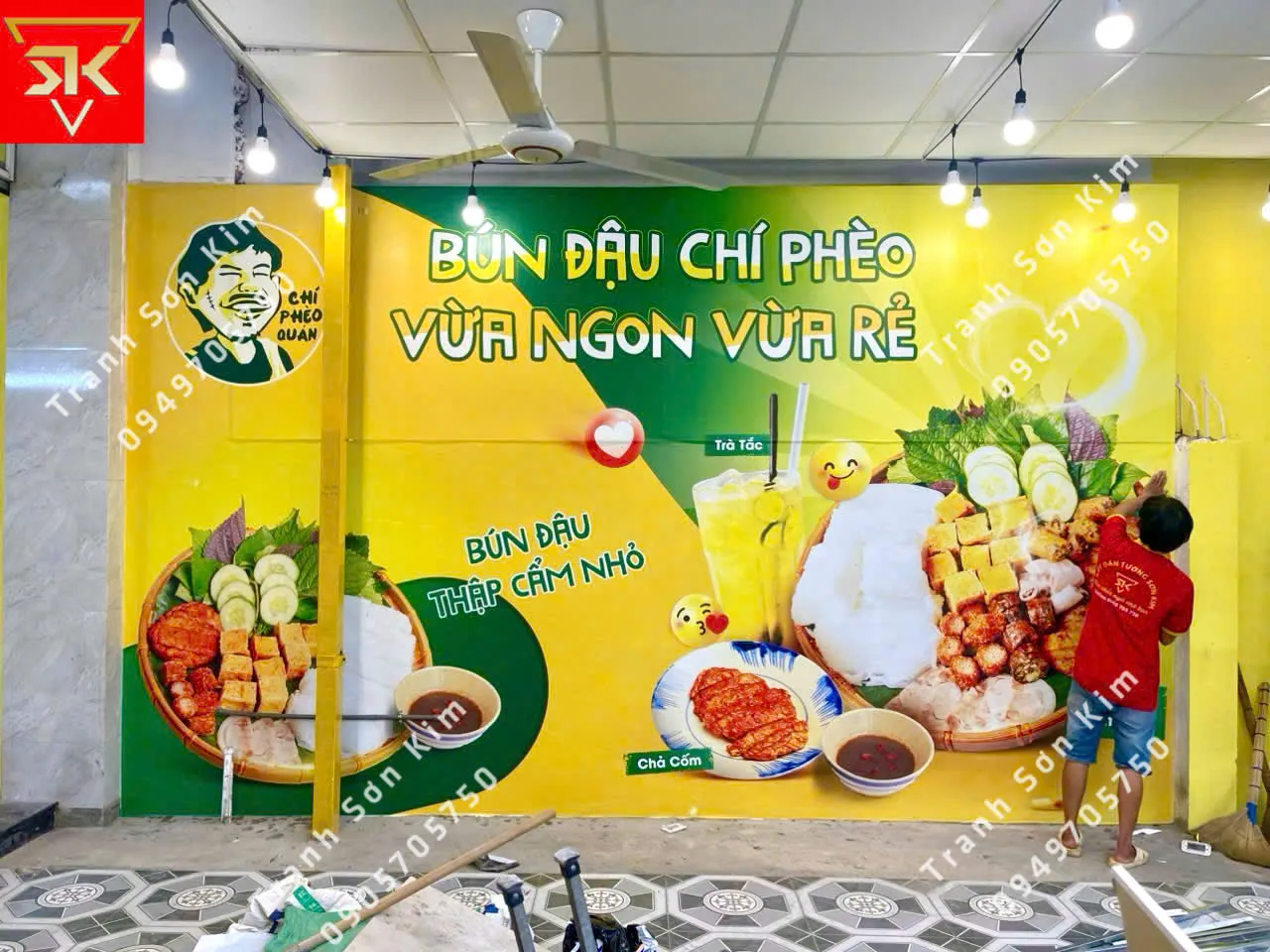 Tranh dán tường bún đậu