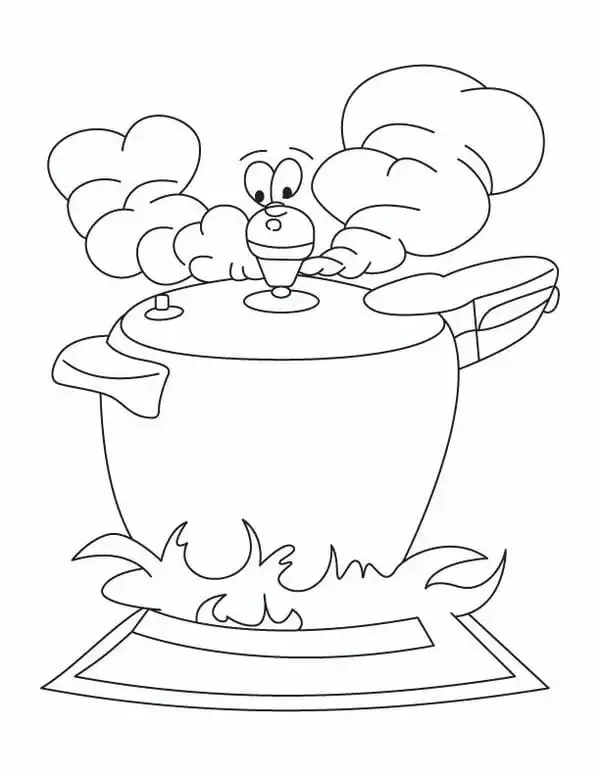 tranh tô màu đồ dùng nhà bếp nồi hầm
