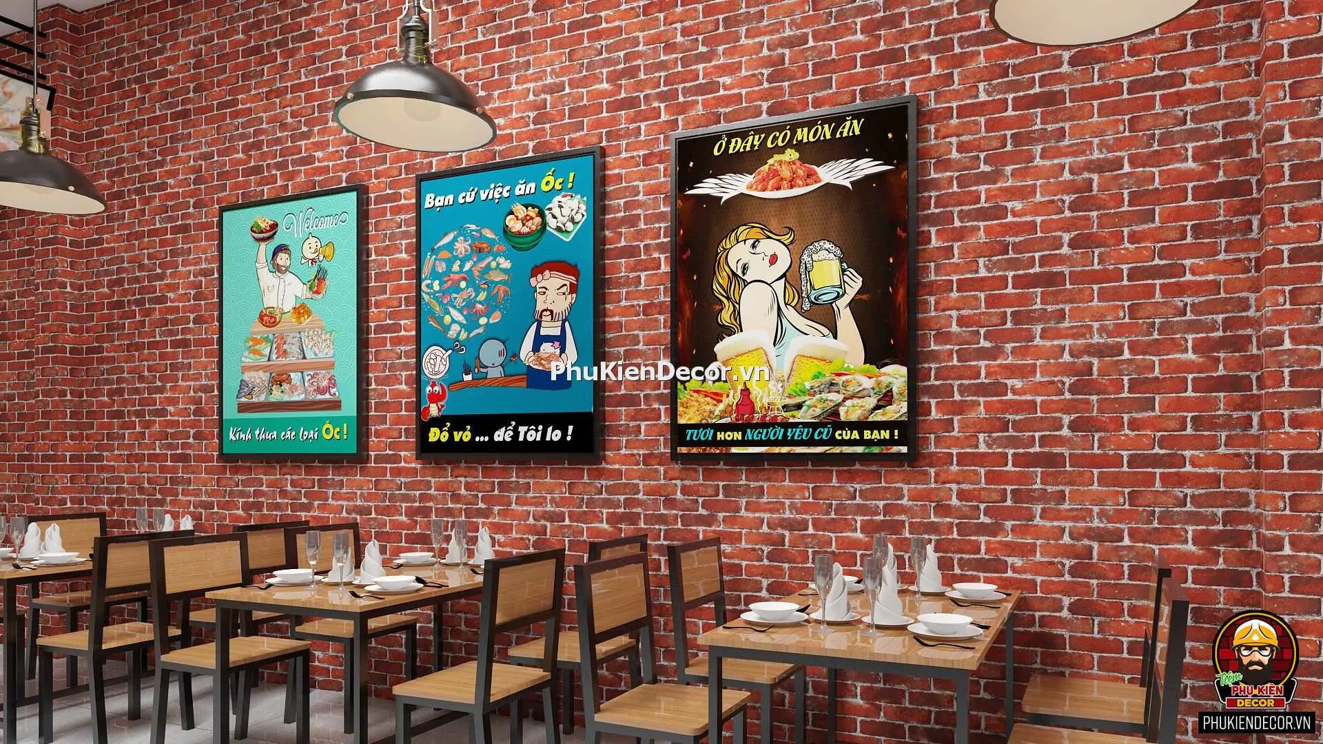 Tranh trang trí quán ốc treo tường